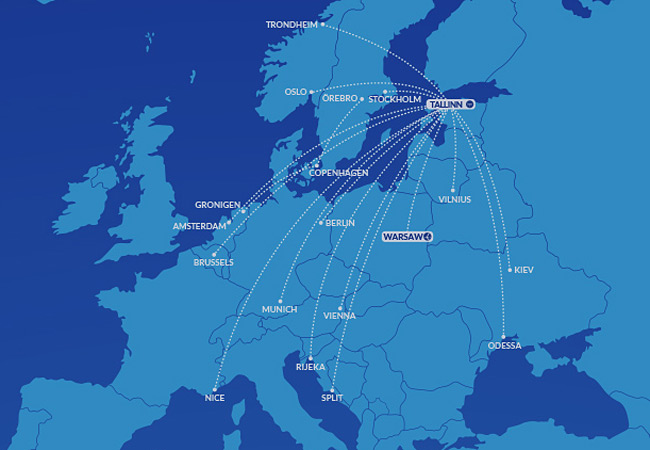 Nordica - síť linek 2016