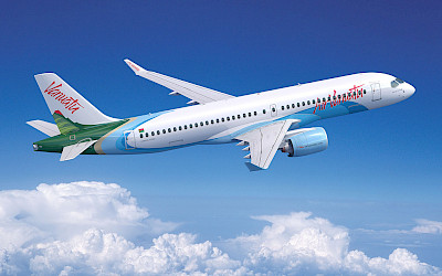 Airbus A220-300 v barvách Air Vanuatu (foto: Airbus SAS)