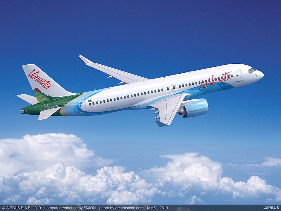 Airbus A220-300 v barvách Air Vanuatu (foto: Airbus SAS)